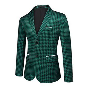Men's Classic Fit Plaid Notch Lapel Two-Button Blazer