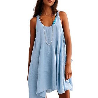 Womens Swimsuit Coverup Vacation Beach Cover Ups Spaghetti Straps Bathing Suit Sundress with Pocket