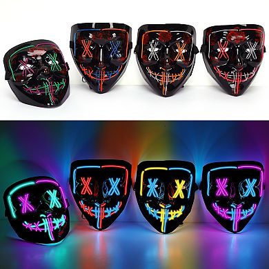 4 PACK Halloween Scary Mask LED Mask LED Purge Mask LED Light Up Mask