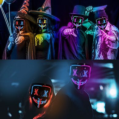 4 PACK Halloween Scary Mask LED Mask LED Purge Mask LED Light Up Mask