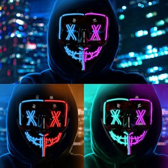 3 PACK Halloween Scary Mask LED Mask LED Purge Mask LED Light Up Mask
