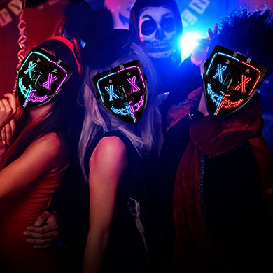 3 PACK Halloween Scary Mask LED Mask LED Purge Mask LED Light Up Mask