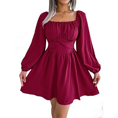 green emerald velvet dress BerryGo Womens Long Sleeve Mini Dress Casual A Line Flowy Loose Vacation  Party Babydoll Fall Short Dresses with Pocket(Apricot,Small) at Amazon  Women's Clothing store