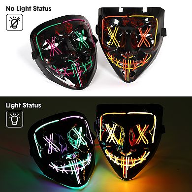 2PACK Halloween Led Mask Light Up Scary Mask Purge Mask