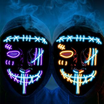 2PACK Halloween Led Mask Light Up Scary Mask Purge Mask