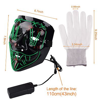 Halloween Scary LED Mask with Light Up Gloves Kit