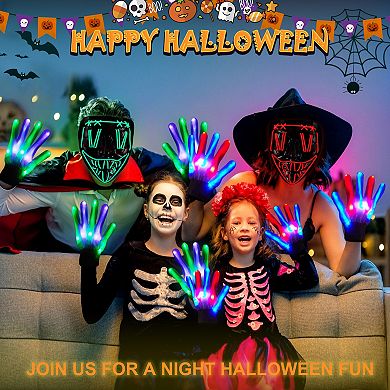 Halloween Scary LED Mask with Light Up Gloves Kit