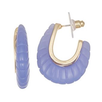 Emberly Gold Tone Mix Media Hoop Earrings