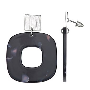 Emberly Gold Tone Marbleized Drop Earrings