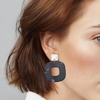 Emberly Gold Tone Marbleized Drop Earrings