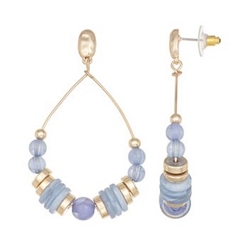 Emberly Gold-Tone Beaded Hoop Earrings