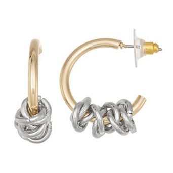 Emberly Gold-Tone Sliding Chain Hoop Earrings