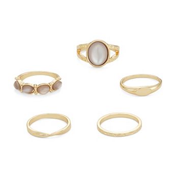 Emberly Gold Tone 5 pk Simulated Stone Ring Set