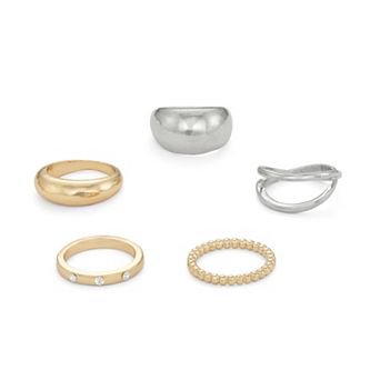 Emberly Gold & Silver Tone 5 pk Ring Set