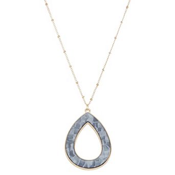 Emberly Gold Tone Cracked Tiles Pendant Necklace