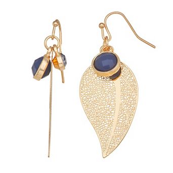 Emberly Gold Tone Leaf Drop Earrings