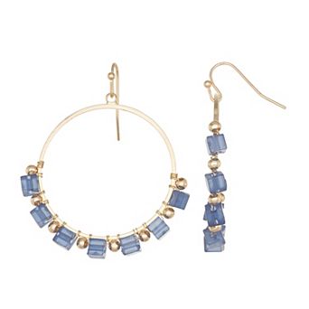 Emberly Gold-Tone Beaded Hoop Earrings