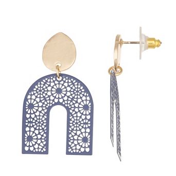 Emberly Gold-Tone Filigree Dangling U Earrings