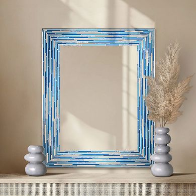 Head West Frameless Reeded Tiled Printed Wall Mirror