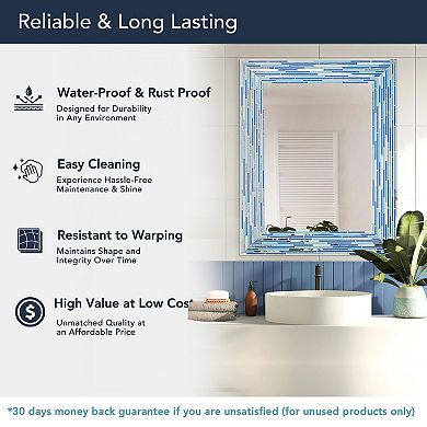 Head West Frameless Reeded Tiled Printed Wall Mirror