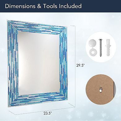 Head West Frameless Reeded Tiled Printed Wall Mirror