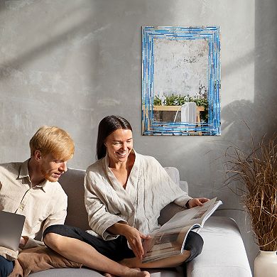 Head West Frameless Reeded Tiled Printed Wall Mirror