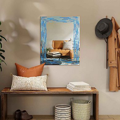 Head West Frameless Reeded Tiled Printed Wall Mirror