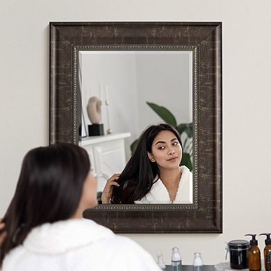 Head West Distressed Embossed Bronze Vanity Mirror