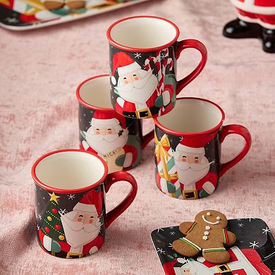 Certified International Christmas Whimsy Set of 4 Mugs 18-oz.