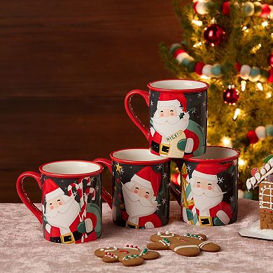Certified International Christmas Whimsy Set of 4 Mugs 18-oz.
