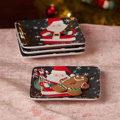 Certified International Christmas Whimsy Set of 4 Canape Plates 6 Inches