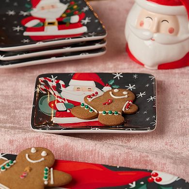 Certified International Christmas Whimsy Set of 4 Canape Plates 6 Inches