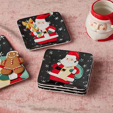 Certified International Christmas Whimsy Set of 4 Canape Plates 6 Inches