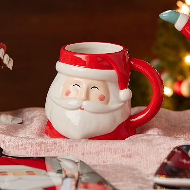 Certified International Christmas Whimsy Set of 4 3-D Santa Mugs 17 oz.
