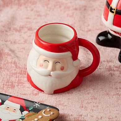Certified International Christmas Whimsy Set of 4 3-D Santa Mugs 17 oz.