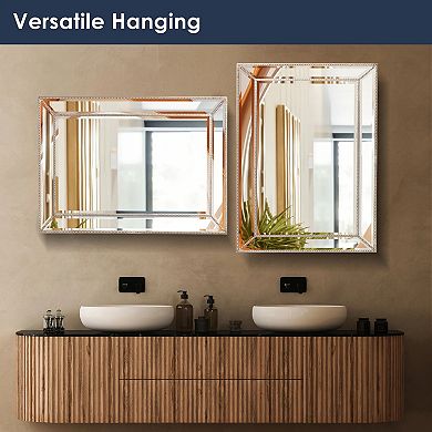 Head West Metro Beaded Glass Framed Vanity Mirror