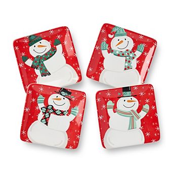 Certified International Christmas Whimsy Set of 4 Canape Plates 6 in