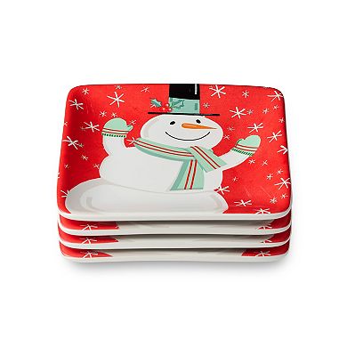 Certified International Christmas Whimsy Set of 4 Canape Plates 6 Inches