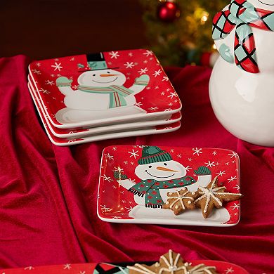 Certified International Christmas Whimsy Set of 4 Canape Plates 6 Inches