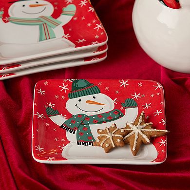 Certified International Christmas Whimsy Set of 4 Canape Plates 6 Inches
