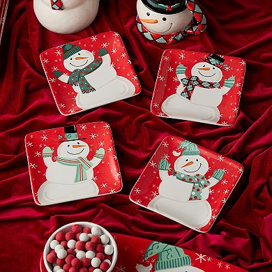Certified International Christmas Whimsy Set of 4 Canape Plates 6 Inches