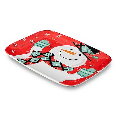 Certified International Christmas Whimsy Snowman 14-Inch x 10-Inch Rectangular Platter