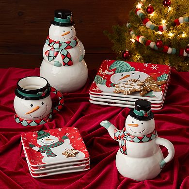 Certified International Christmas Whimsy Snowman 14-Inch x 10-Inch Rectangular Platter