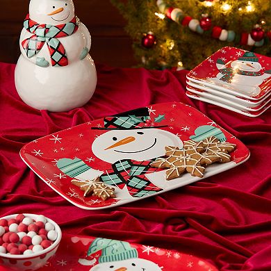 Certified International Christmas Whimsy Snowman 14-Inch x 10-Inch Rectangular Platter