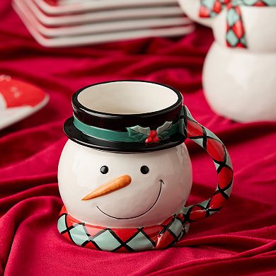 Certified International Christmas Whimsy Set of 4 3-D Snowman Mugs 17 oz.