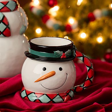 Certified International Christmas Whimsy Set of 4 3-D Snowman Mugs 17 oz.