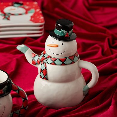 Certified International Christmas Whimsy Snowman 3-D Teapot