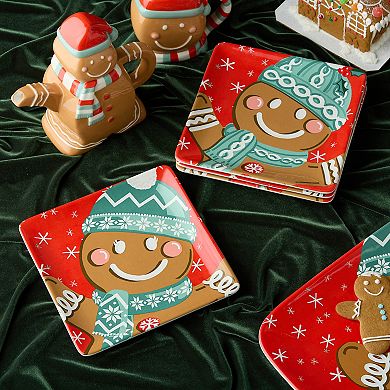 Certified International Christmas Whimsy Set of 4 Dessert Plates 8.5 Inches
