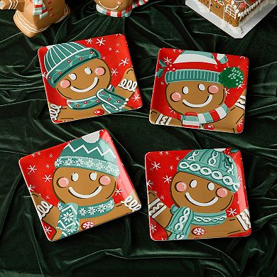 Certified International Christmas Whimsy Set of 4 Dessert Plates 8.5 Inches