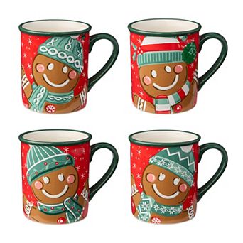 Certified International Christmas Whimsy 18-oz. Gingerbread Mug Set of 4